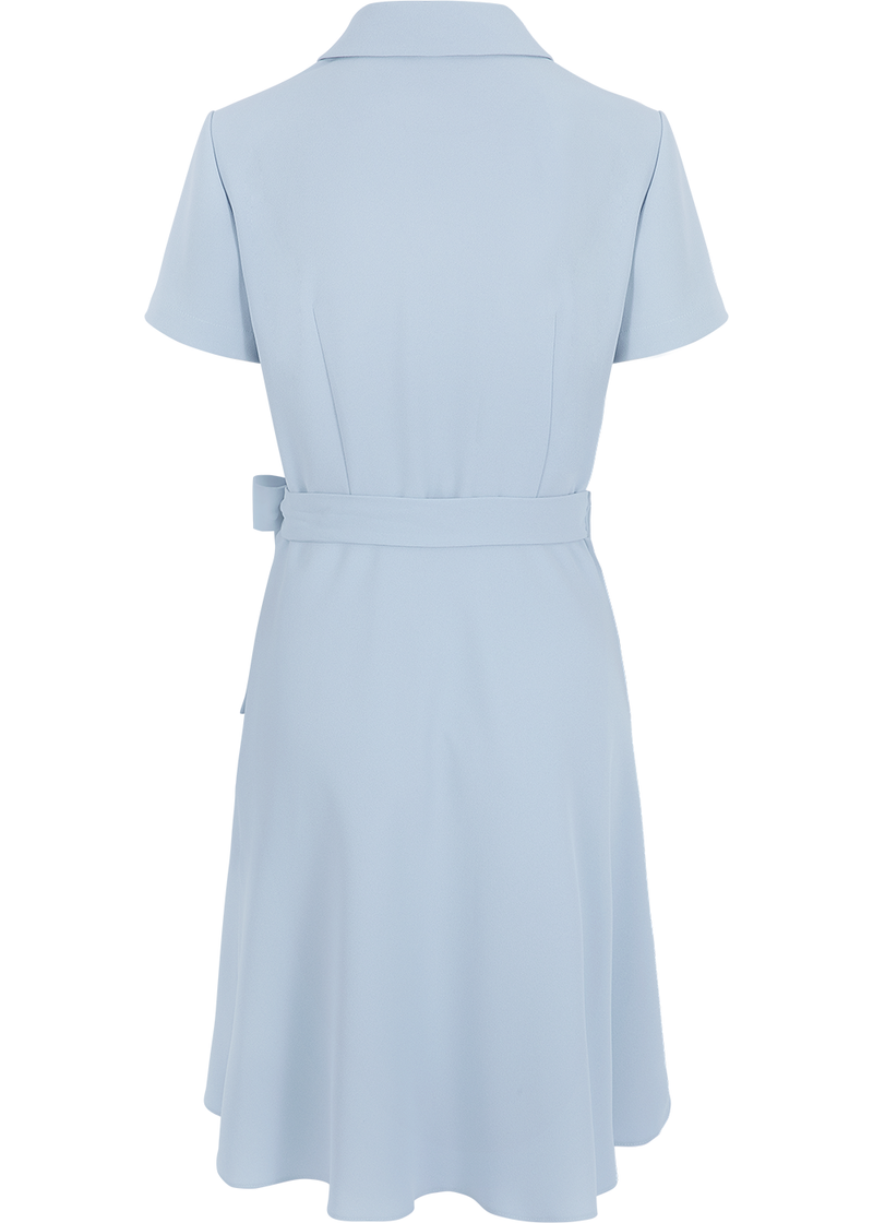SALAZIA Misty Blue Triacetate Short-Sleeve Dresses