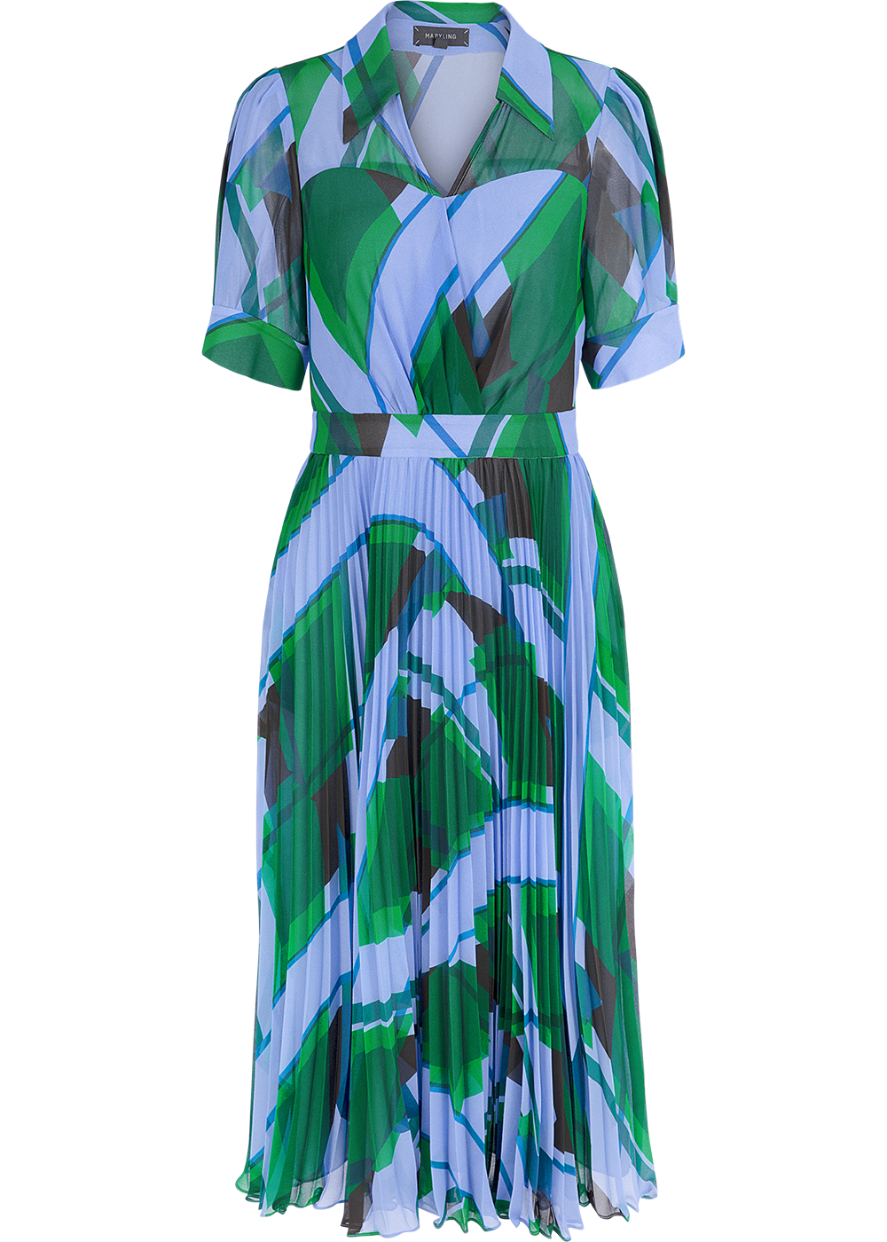SALAZIA Blue-Green Seabed Ripple Short-Sleeve Dresses