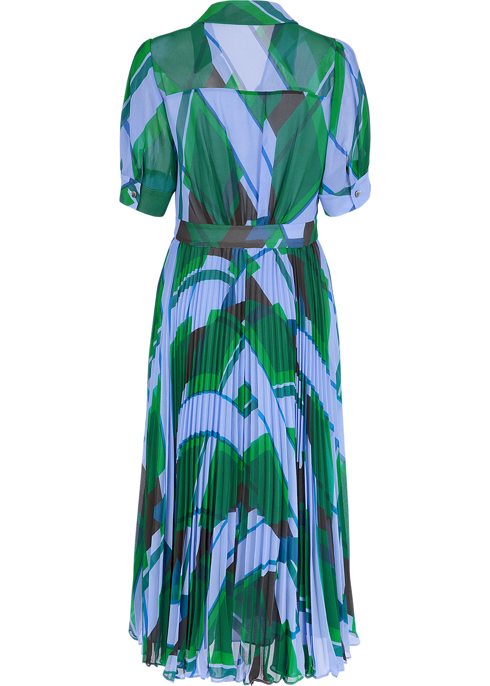 SALAZIA Blue-Green Seabed Ripple Short-Sleeve Dresses