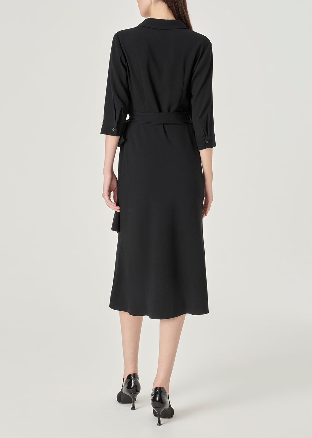 SALAZIA Black Triacetate Blend Short-Sleeve Dresses
