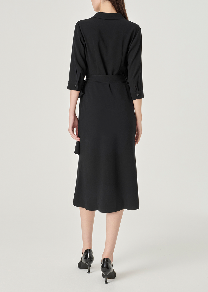 SALAZIA Black Triacetate Blend Short-Sleeve Dresses