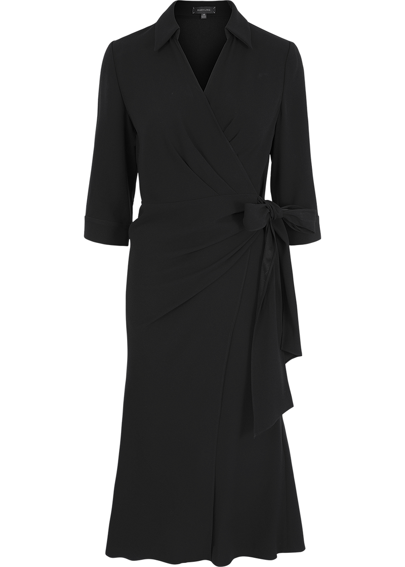 SALAZIA Black Triacetate Blend Short-Sleeve Dresses