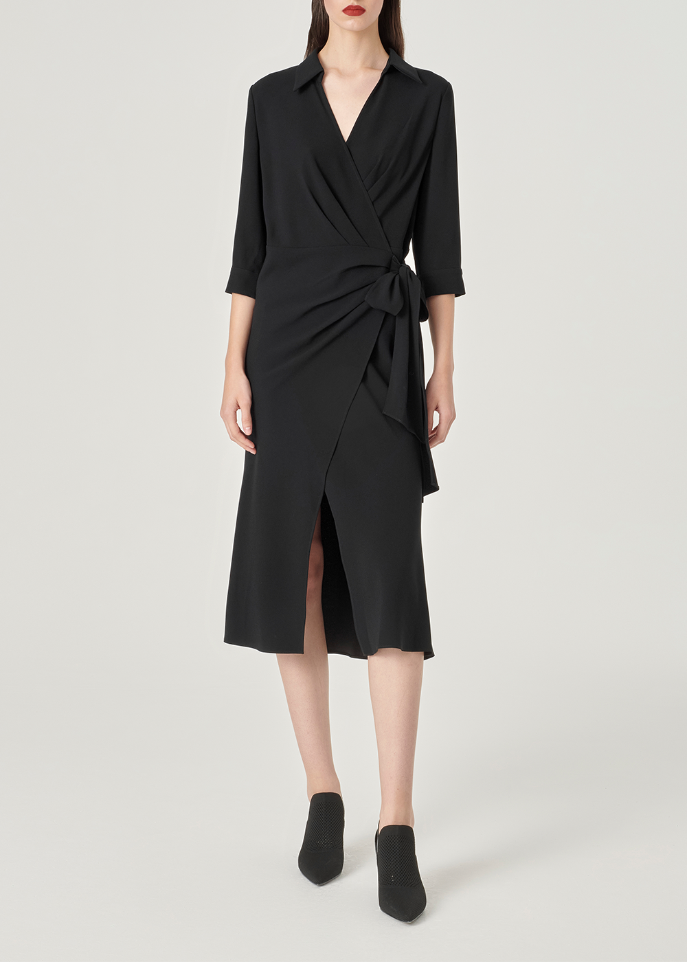 SALAZIA Black Triacetate Blend Short-Sleeve Dresses