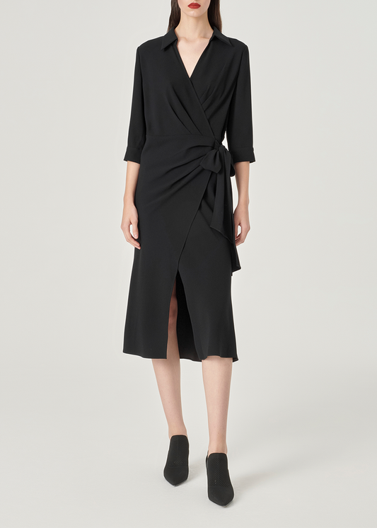 SALAZIA Black Triacetate Blend Short-Sleeve Dresses