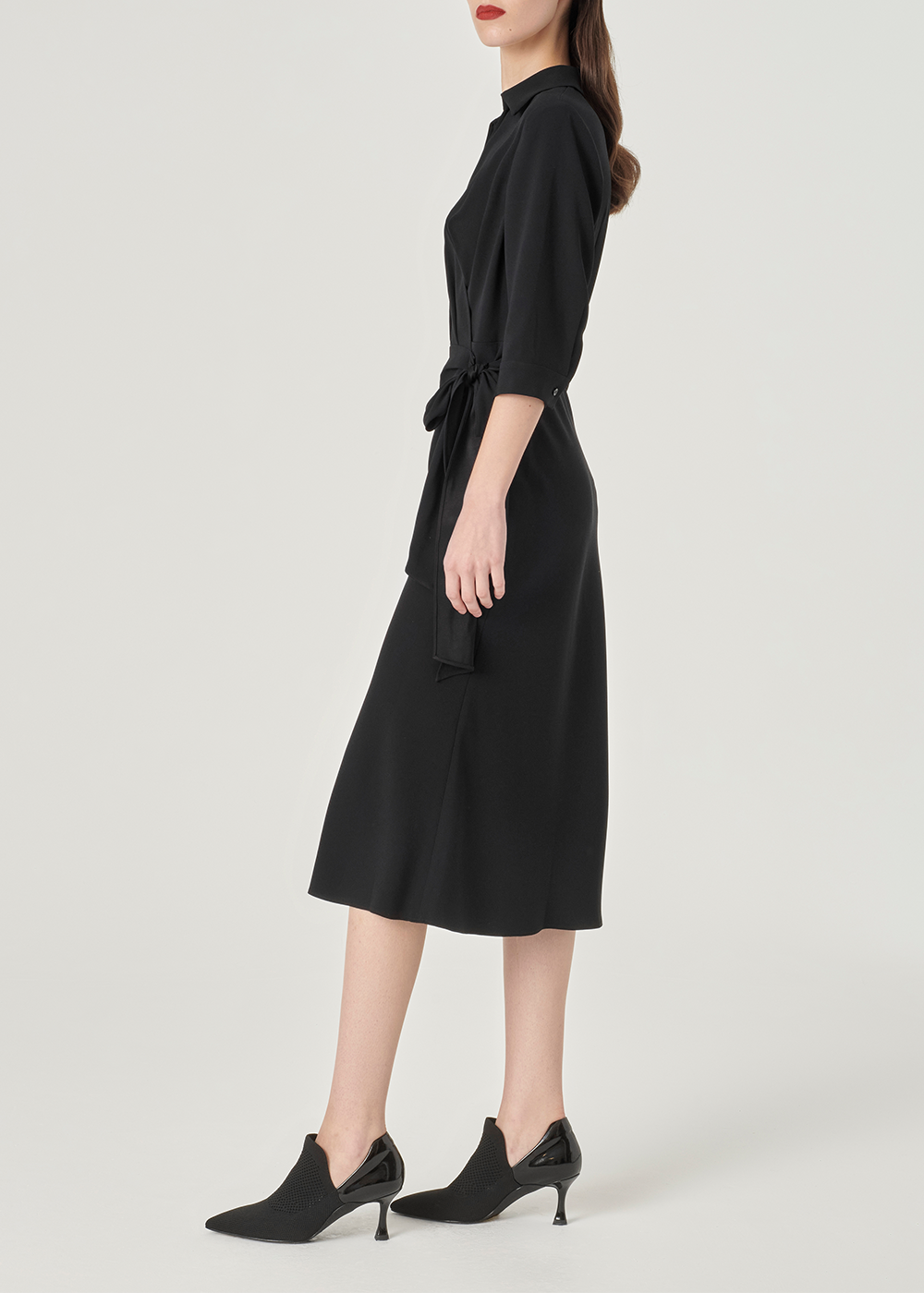 SALAZIA Black Triacetate Blend Short-Sleeve Dresses