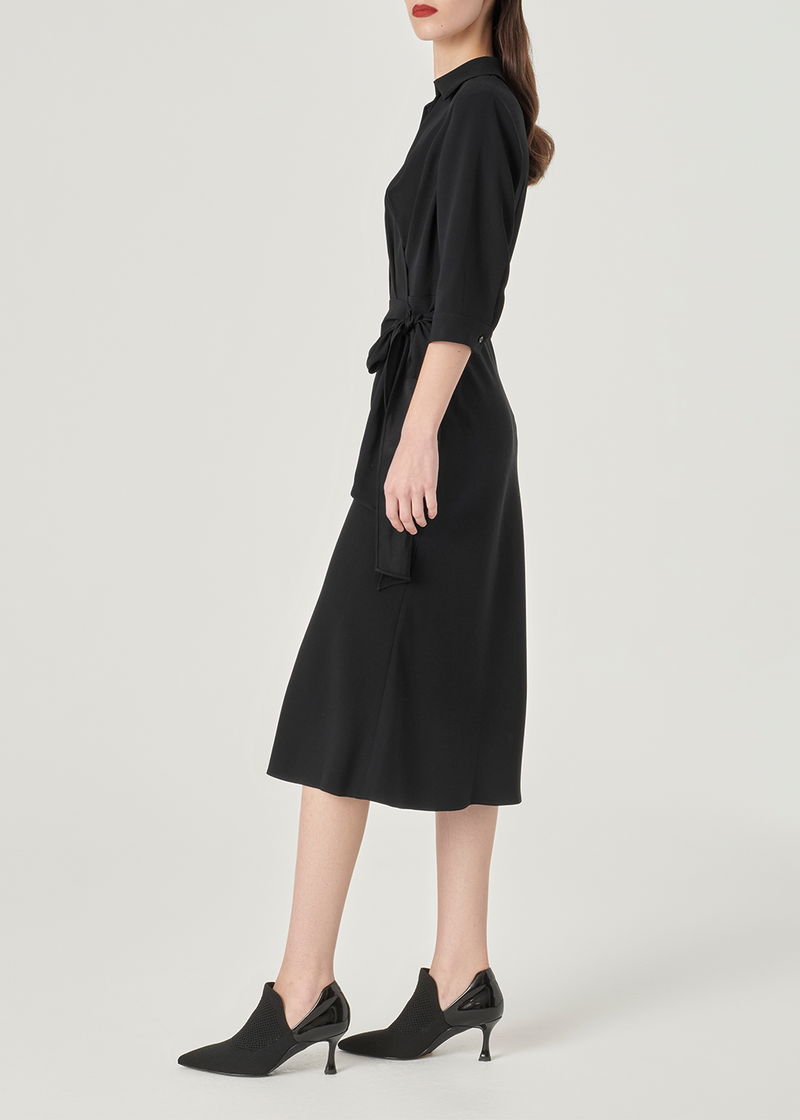 SALAZIA Black Triacetate Blend Short-Sleeve Dresses