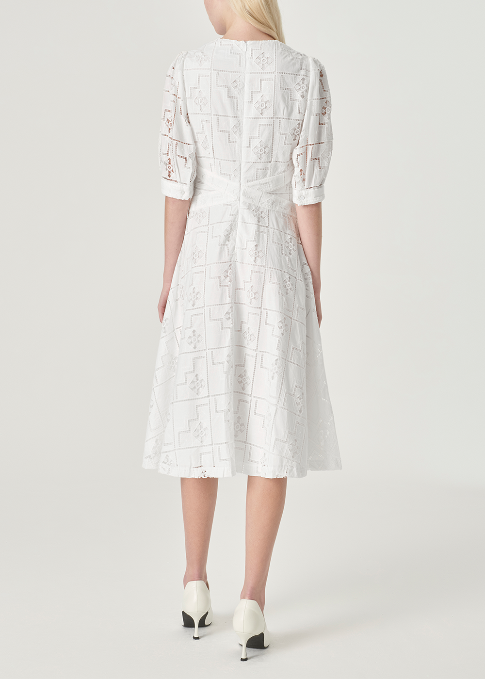 SALAZIA White Embroidered Cotton Dresses
