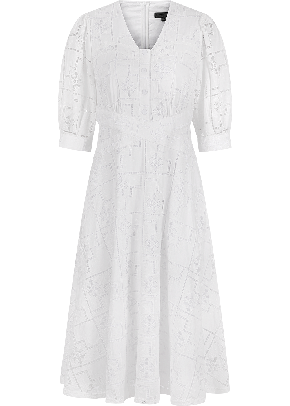 SALAZIA White Embroidered Cotton Dresses