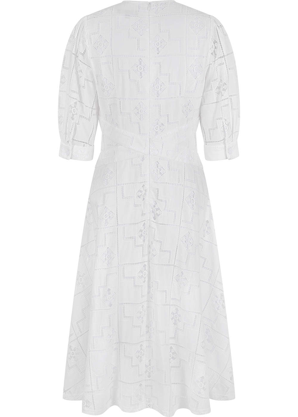 SALAZIA White Embroidered Cotton Dresses