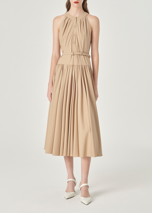 SALAZIA Sand Viscose Blend Shift Dresses