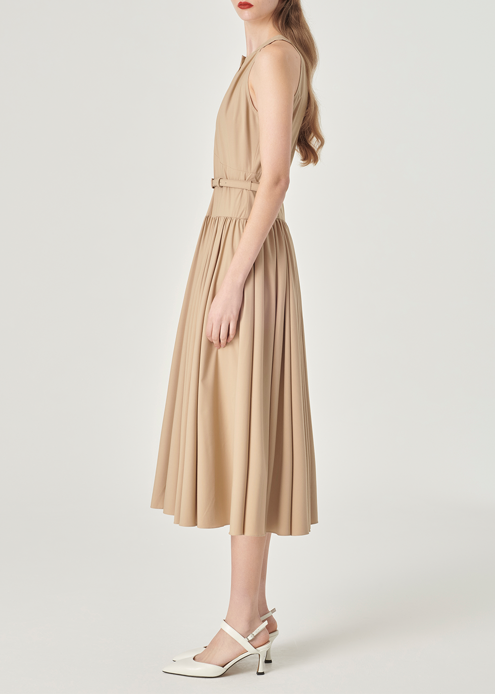 SALAZIA Sand Viscose Blend Shift Dresses