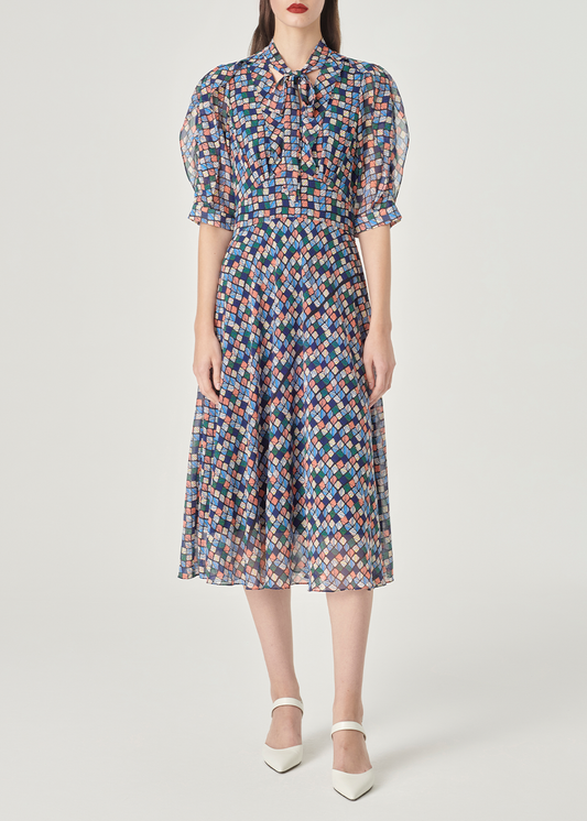 SALAZIA Blue Dreamy Squares Dresses