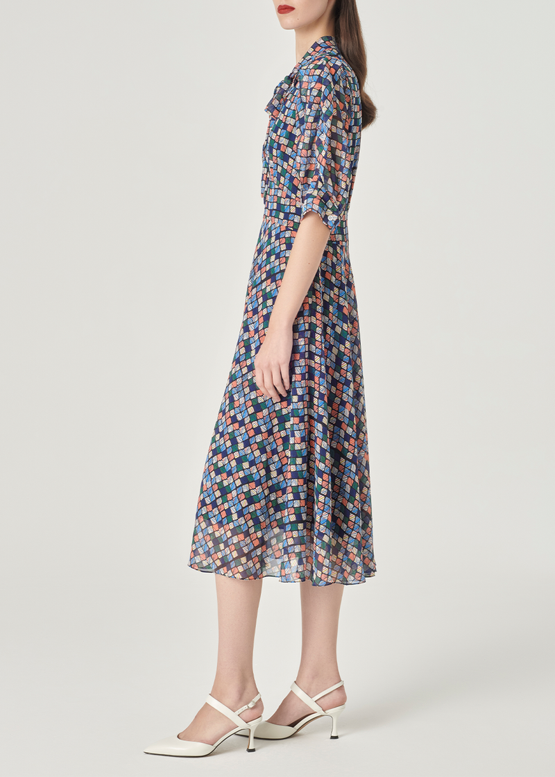 SALAZIA Blue Dreamy Squares Dresses