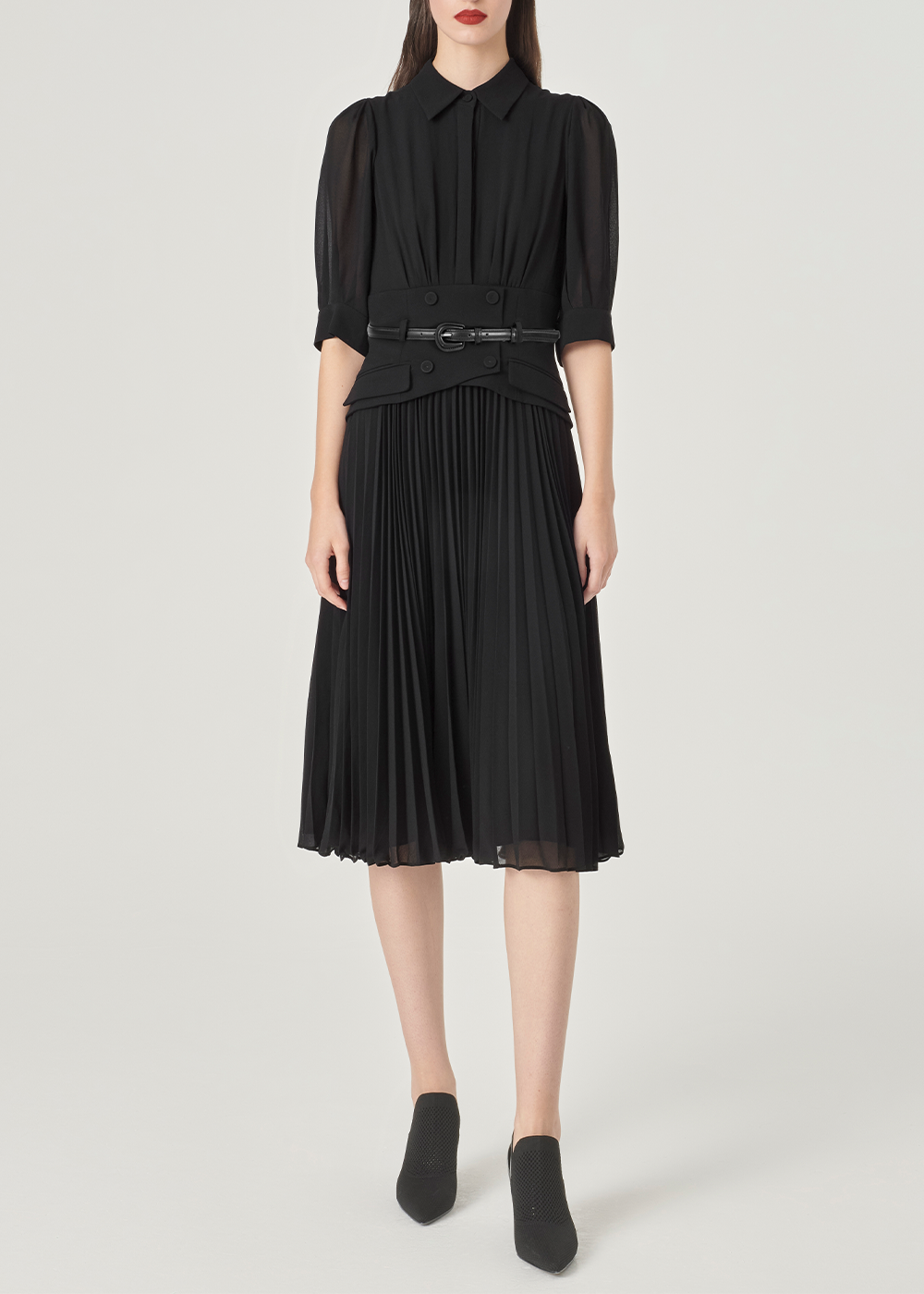 SALAZIA Black Mixed-Media Shift Dresses