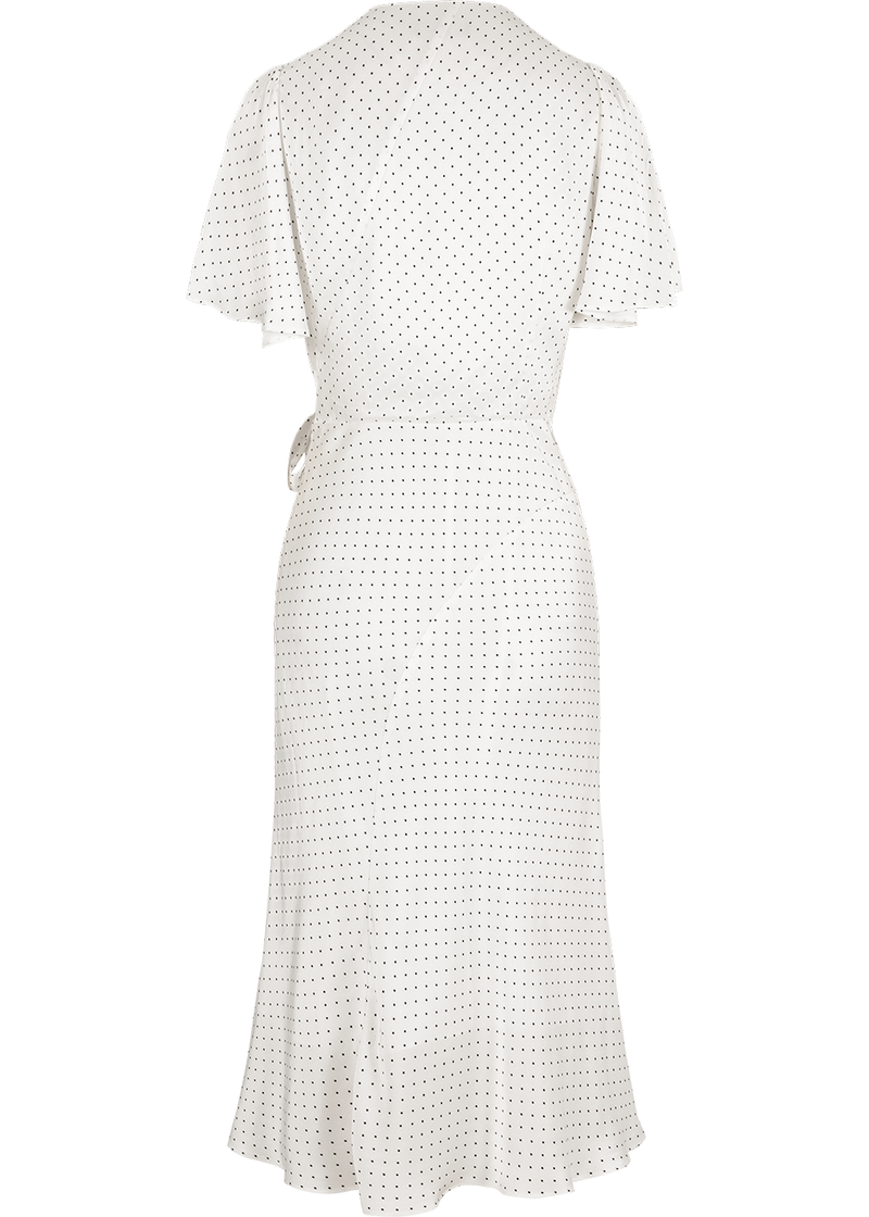 SALAZIA White-Black Polka Dot Viscose Dresses