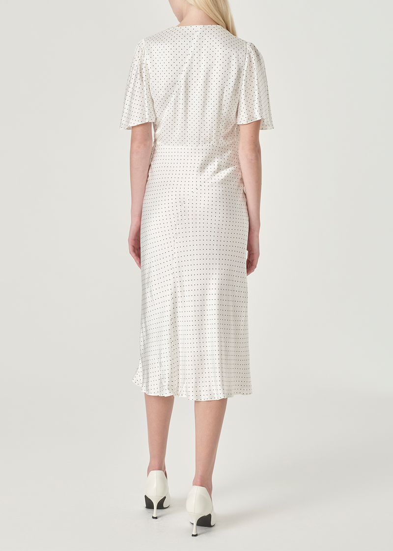 SALAZIA White-Black Polka Dot Viscose Dresses