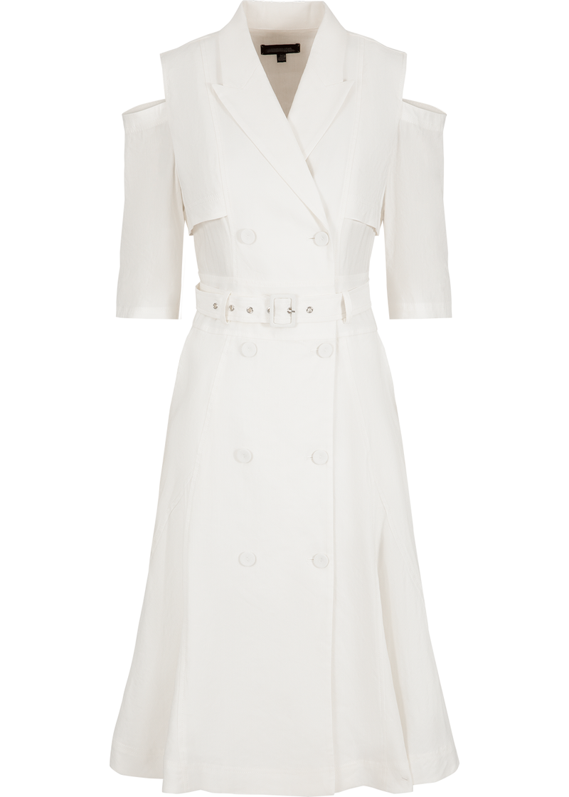SALAZIA White Linen-Viscose Blend Dresses