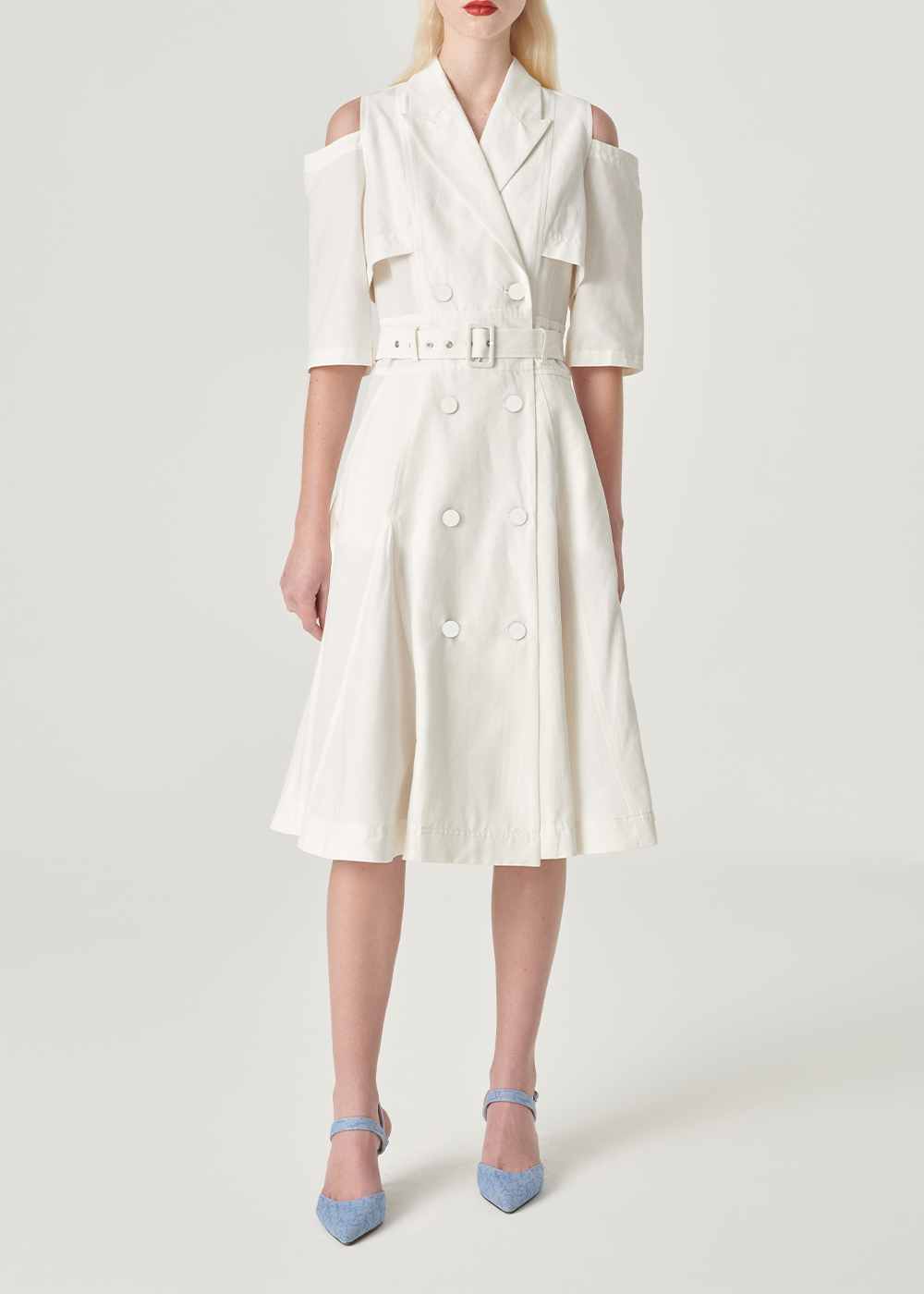 SALAZIA White Linen-Viscose Blend Dresses