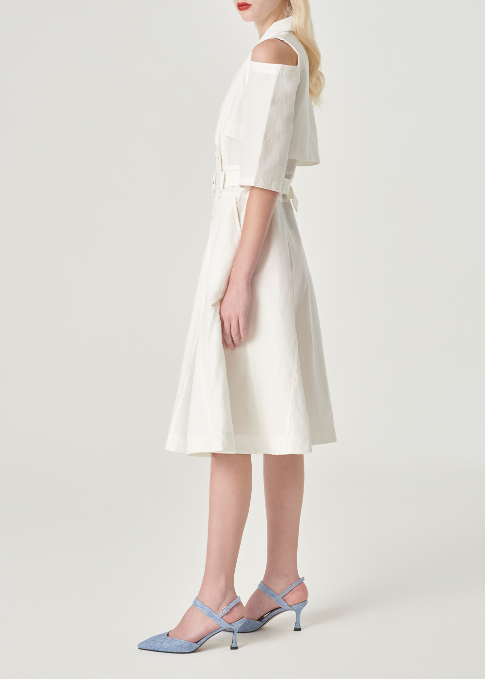 SALAZIA White Linen-Viscose Blend Dresses