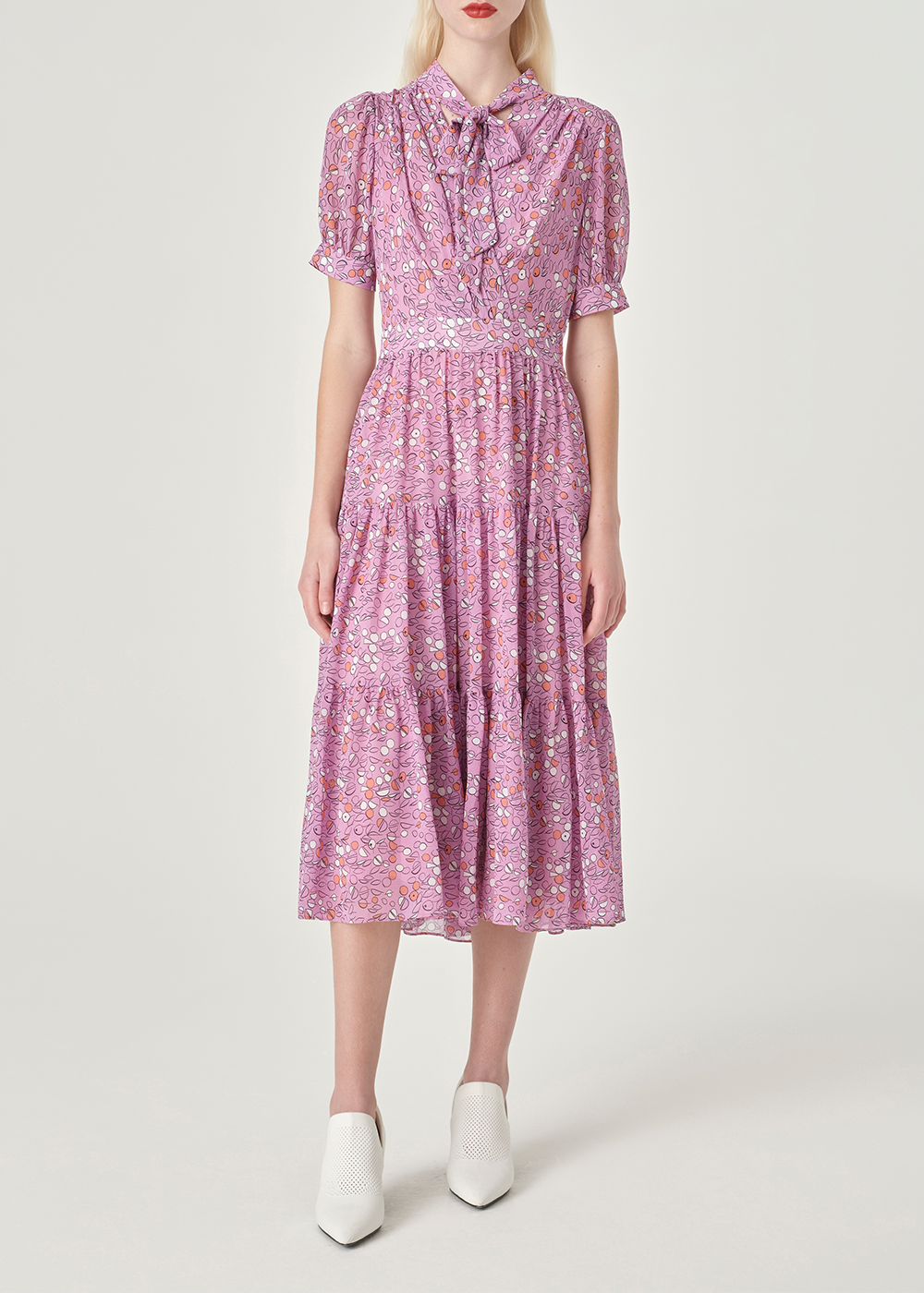 SALAZIA Pink Coral Circle Print Dresses