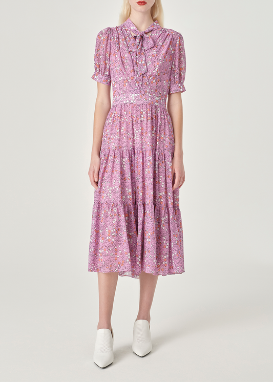 SALAZIA Pink Coral Circle Print Dresses