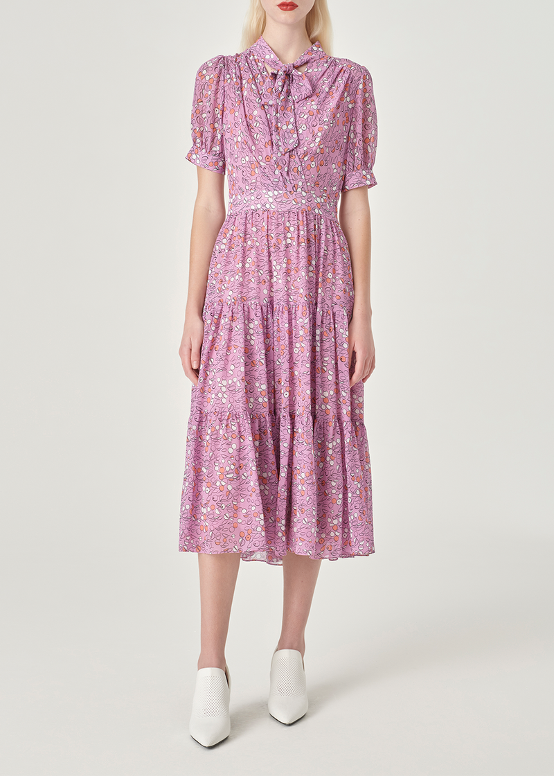 SALAZIA Pink Coral Circle Print Dresses