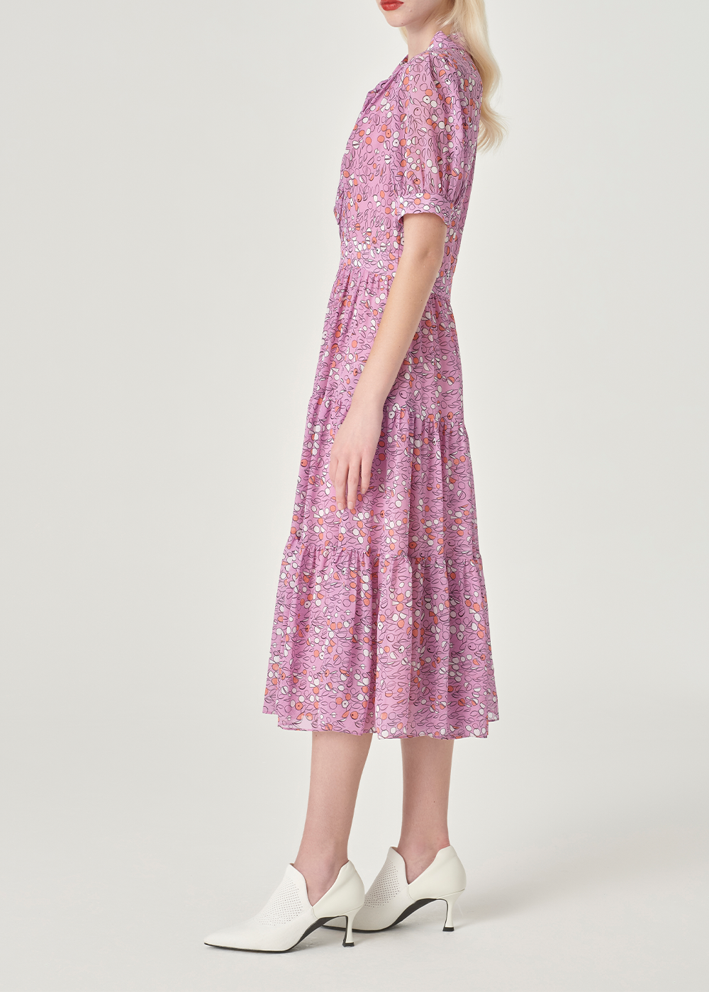 SALAZIA Pink Coral Circle Print Dresses