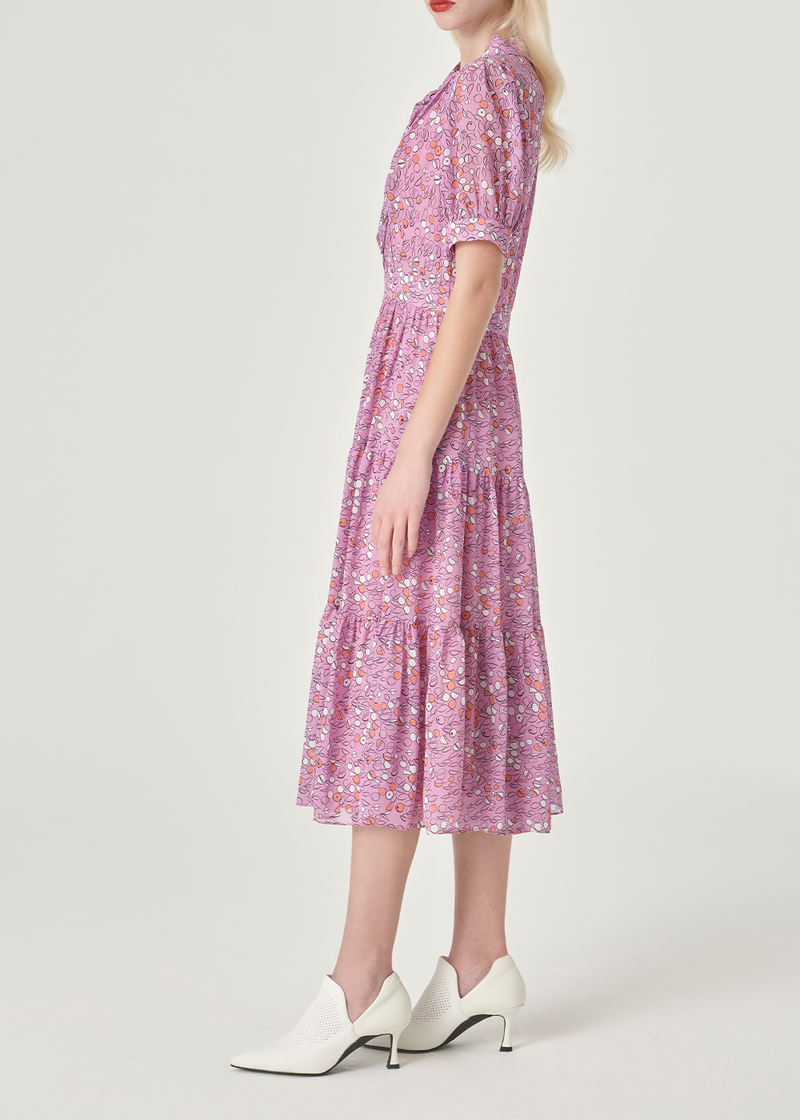 SALAZIA Pink Coral Circle Print Dresses