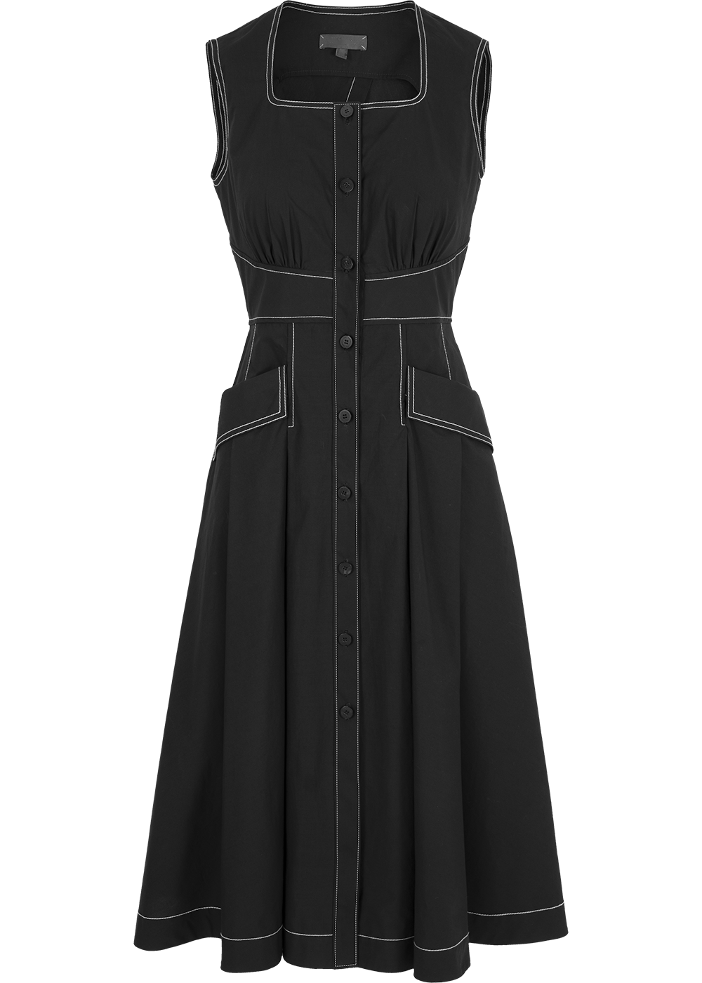 SALAZIA Black Cotton Long-Sleeve Dresses