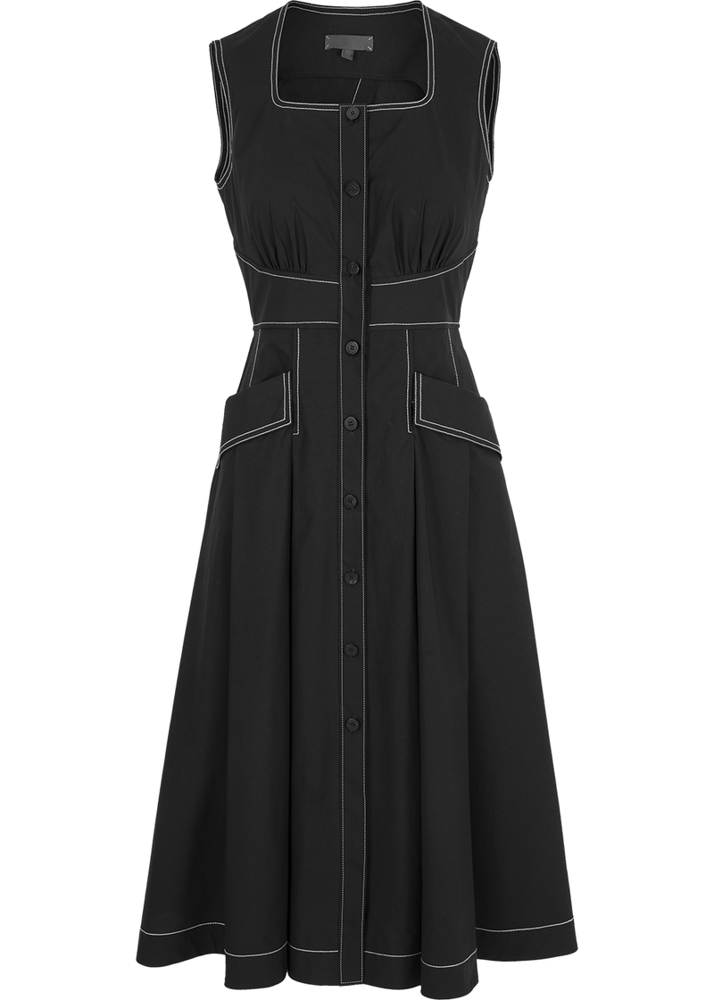 SALAZIA Black Cotton Long-Sleeve Dresses
