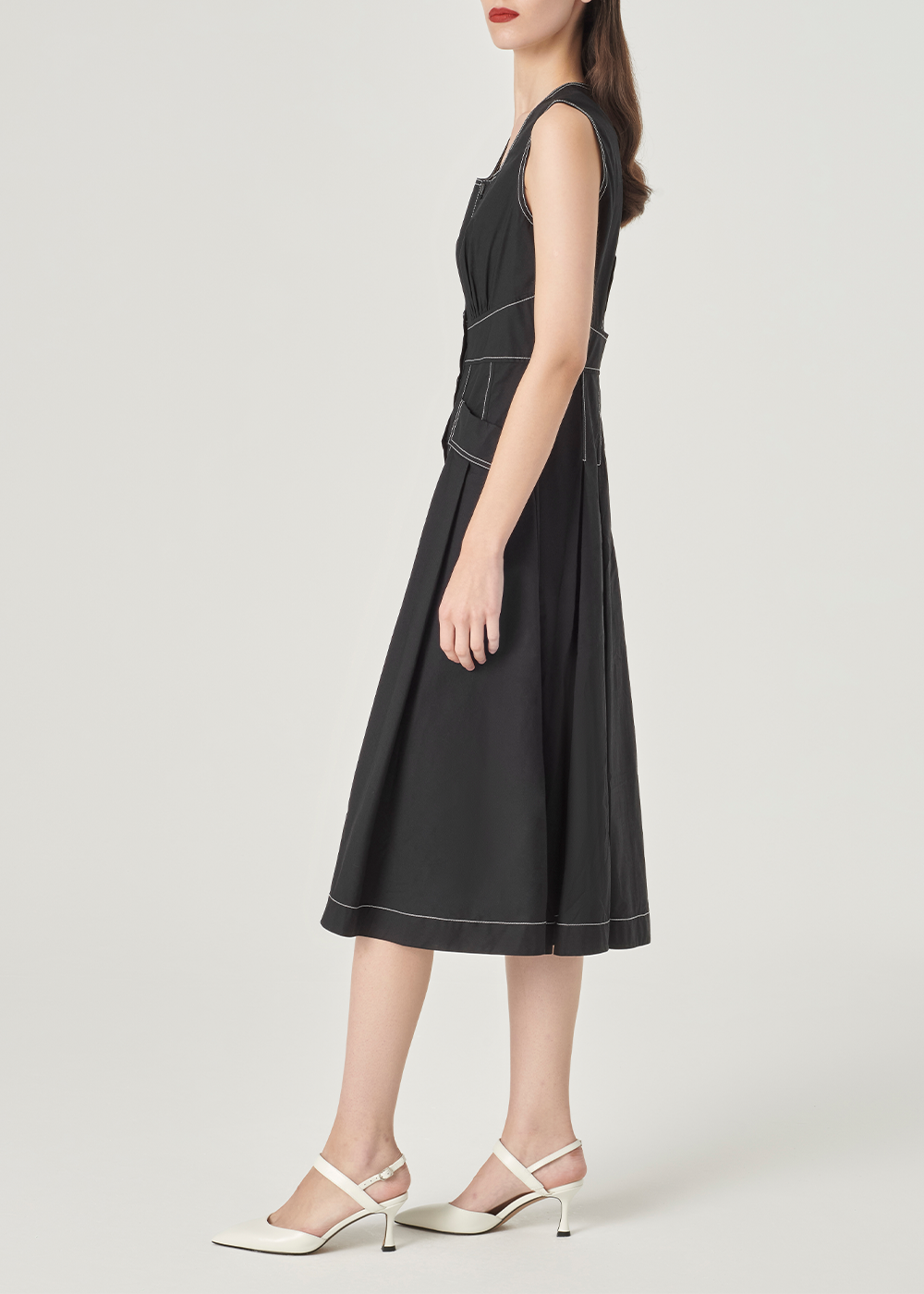 SALAZIA Black Cotton Long-Sleeve Dresses
