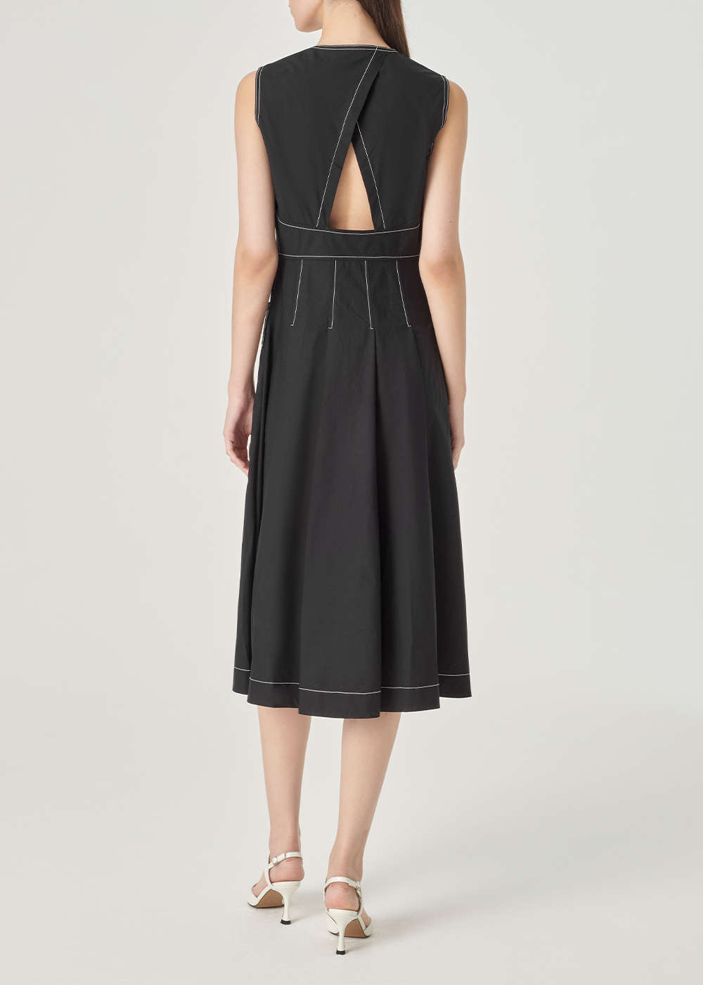 SALAZIA Black Cotton Long-Sleeve Dresses