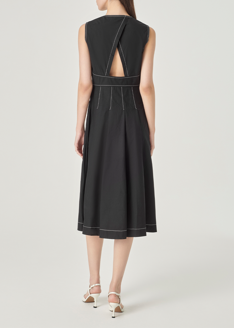SALAZIA Black Cotton Long-Sleeve Dresses