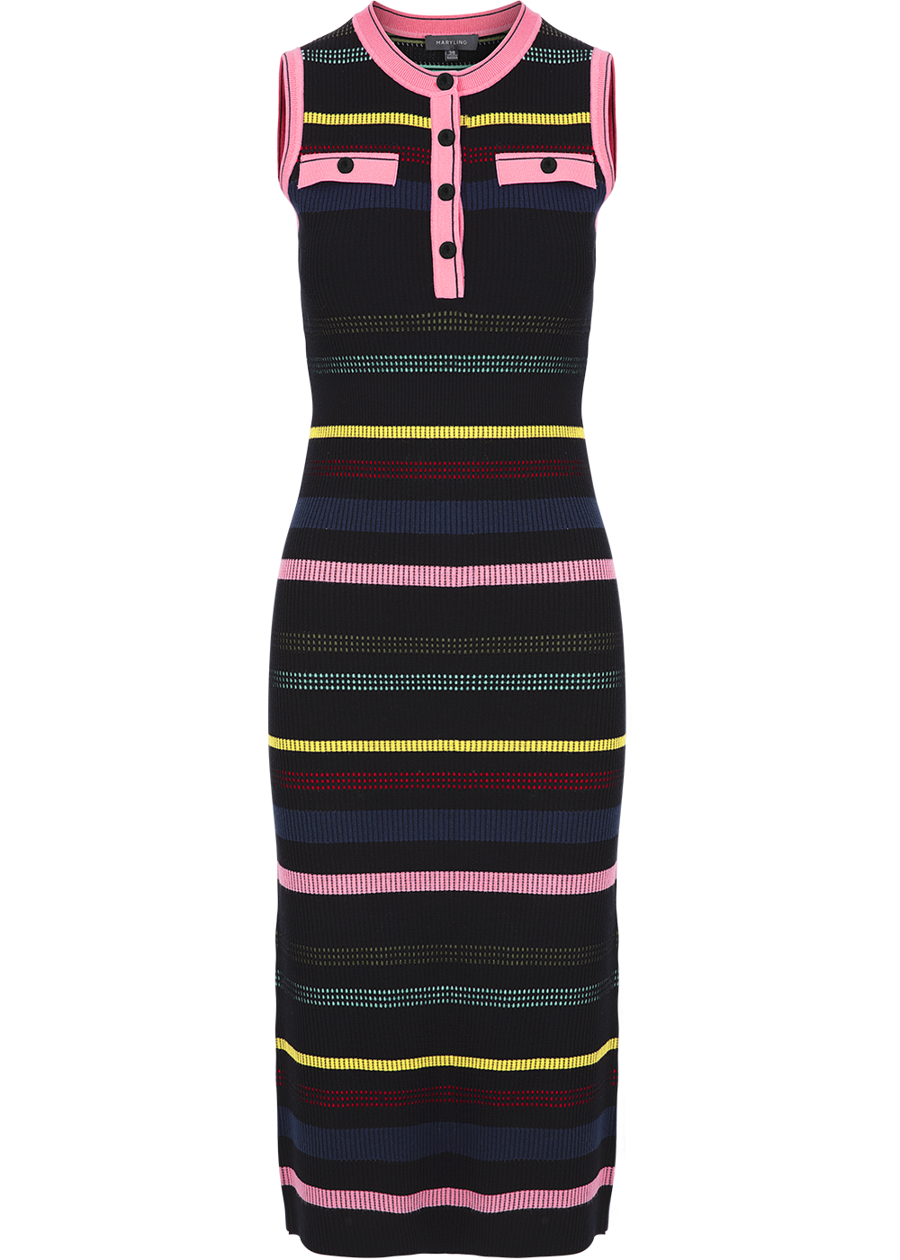 SALAZIA Black-Pink Colorblock Knit Dresses