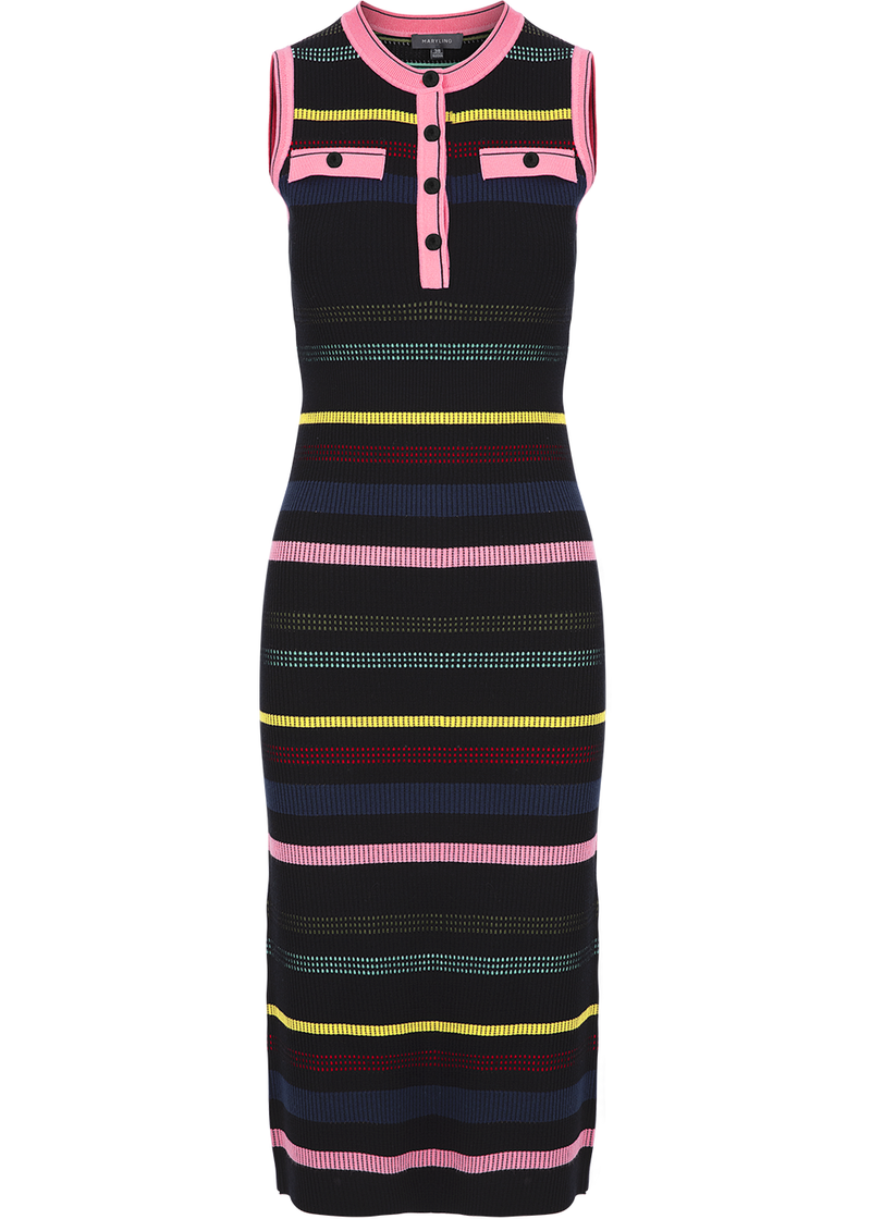 SALAZIA Black-Pink Colorblock Knit Dresses