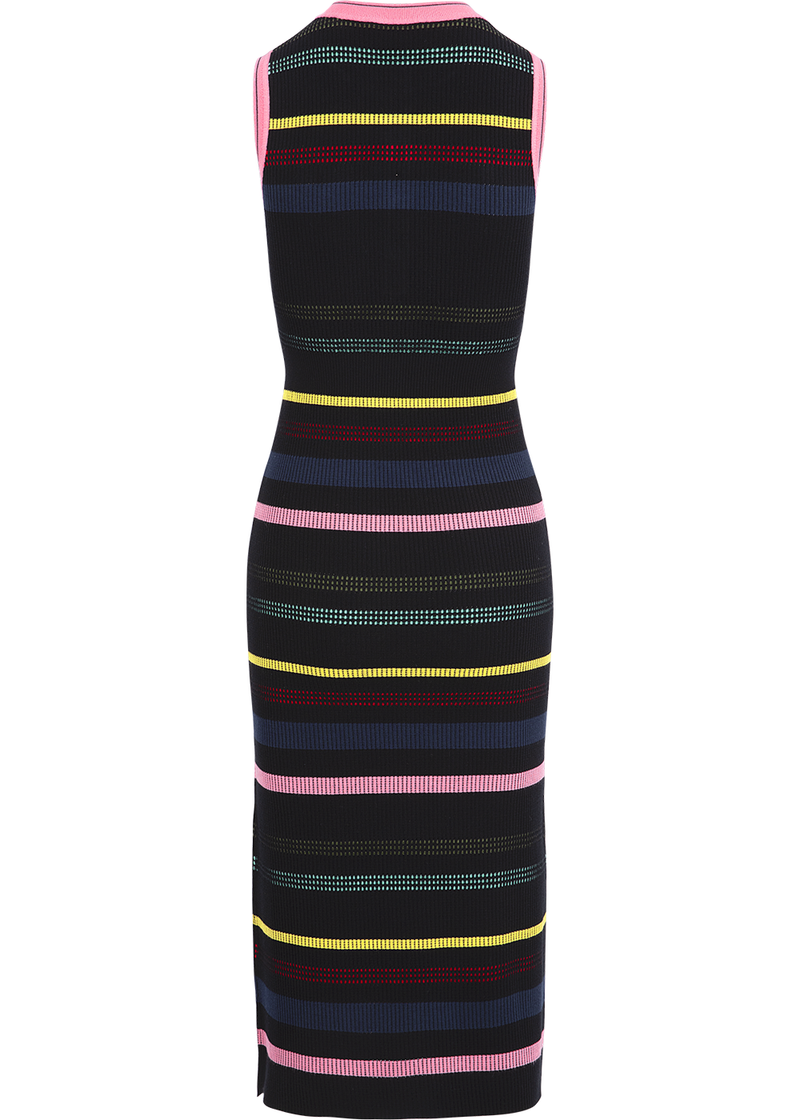 SALAZIA Black-Pink Colorblock Knit Dresses