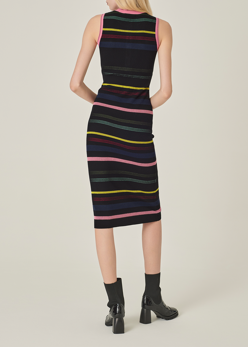 SALAZIA Black-Pink Colorblock Knit Dresses