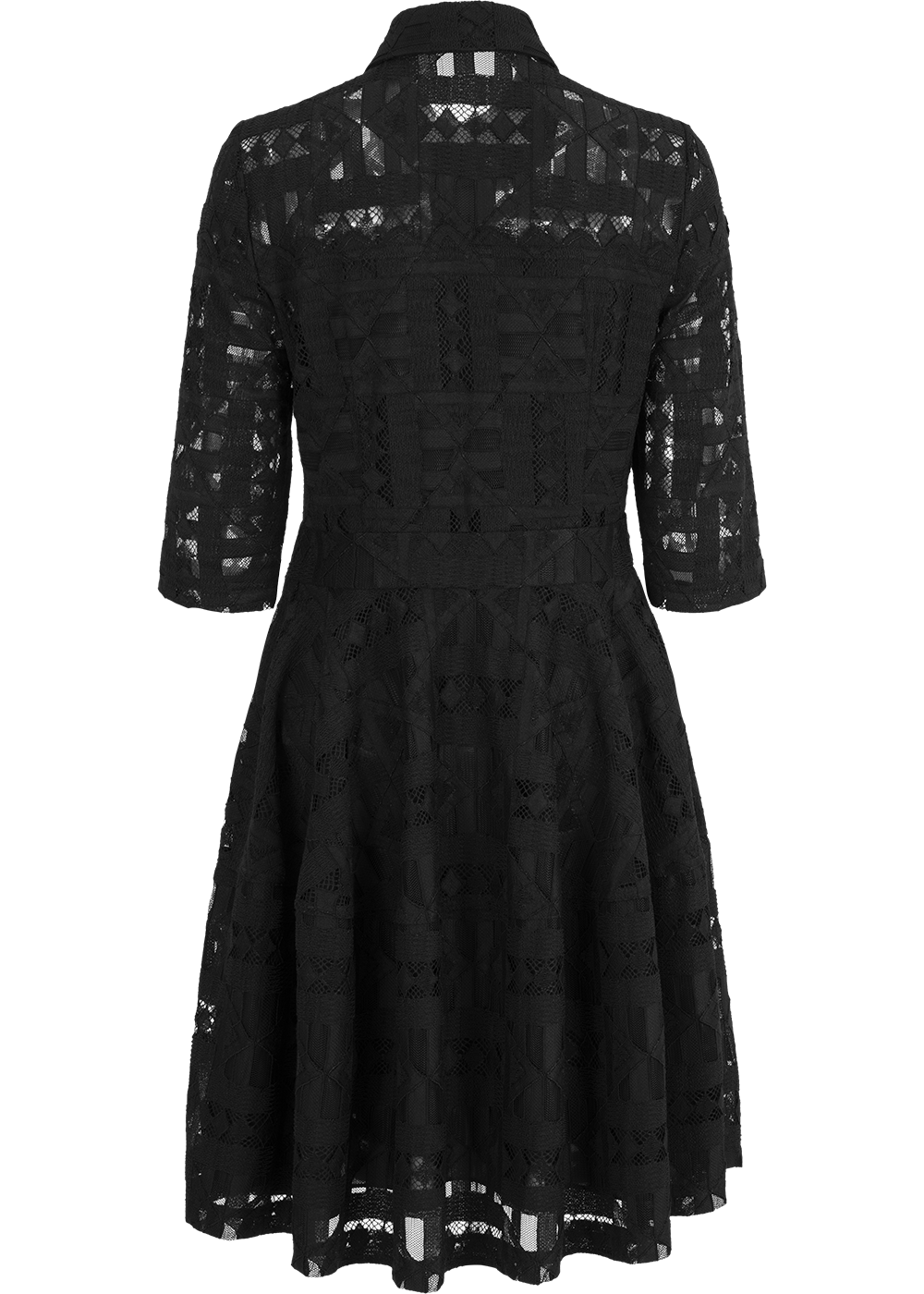 SALAZIA Black Stretch Crepe Short-Sleeve Dresses