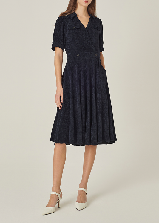 SALAZIA Deep Blue Triacetate Blend Shift Dresses