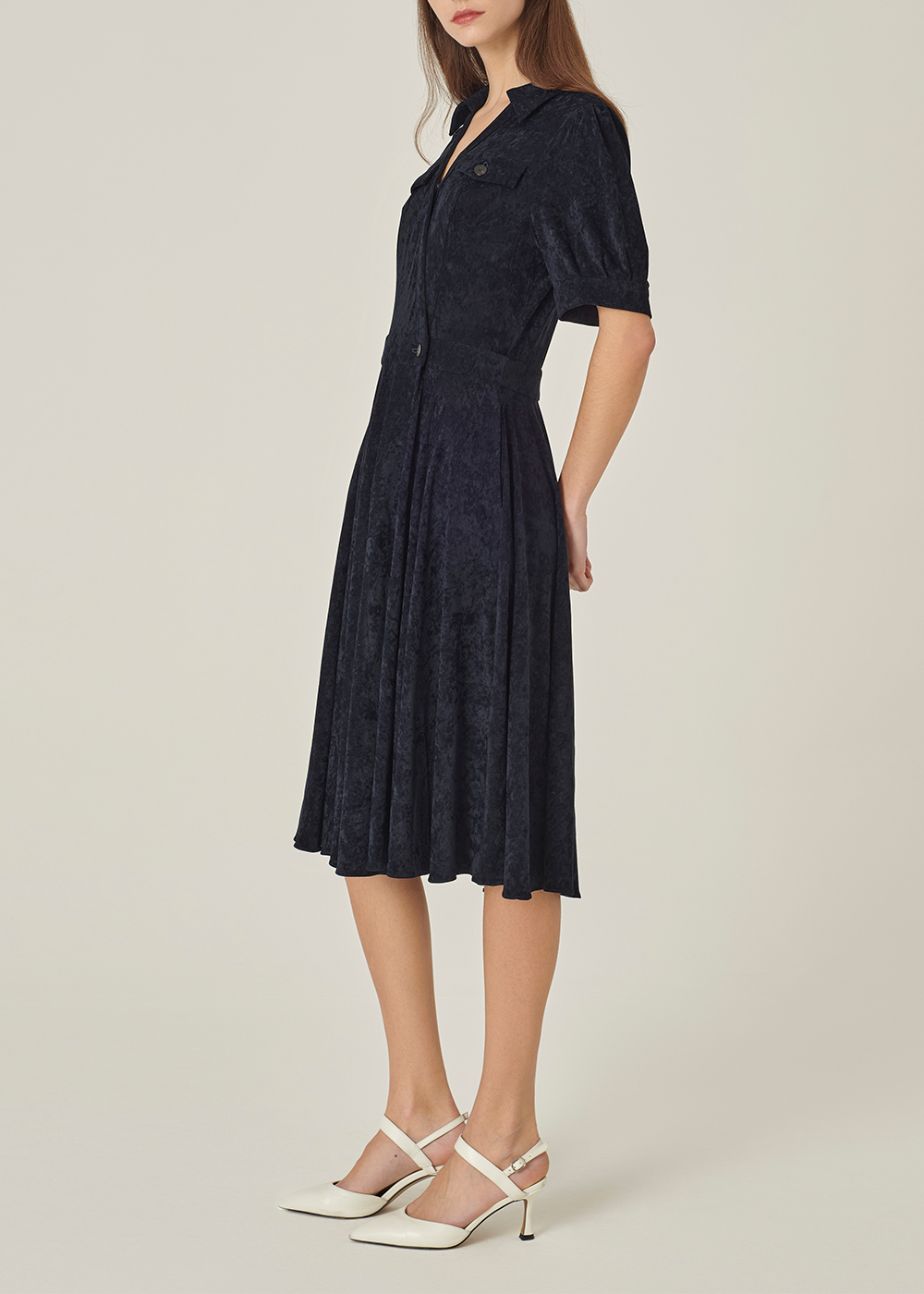 SALAZIA Deep Blue Triacetate Blend Shift Dresses