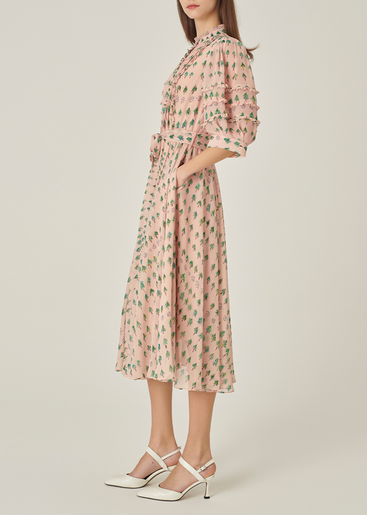 SALAZIA Pink Blush Sapling Print Dresses