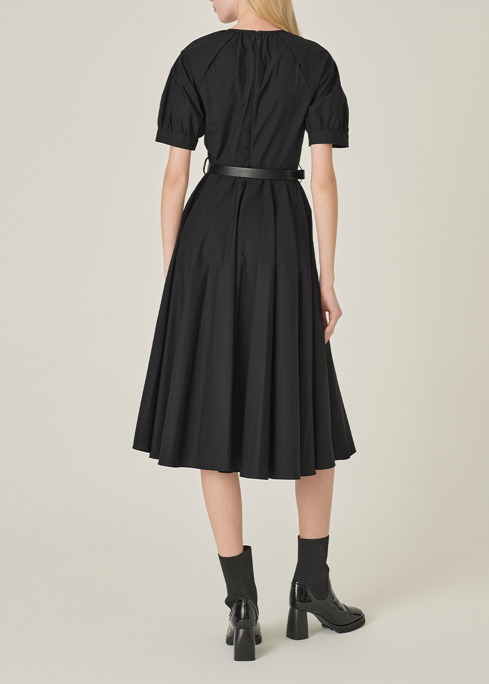 SALAZIA Black Cotton Long-Sleeve Dresses