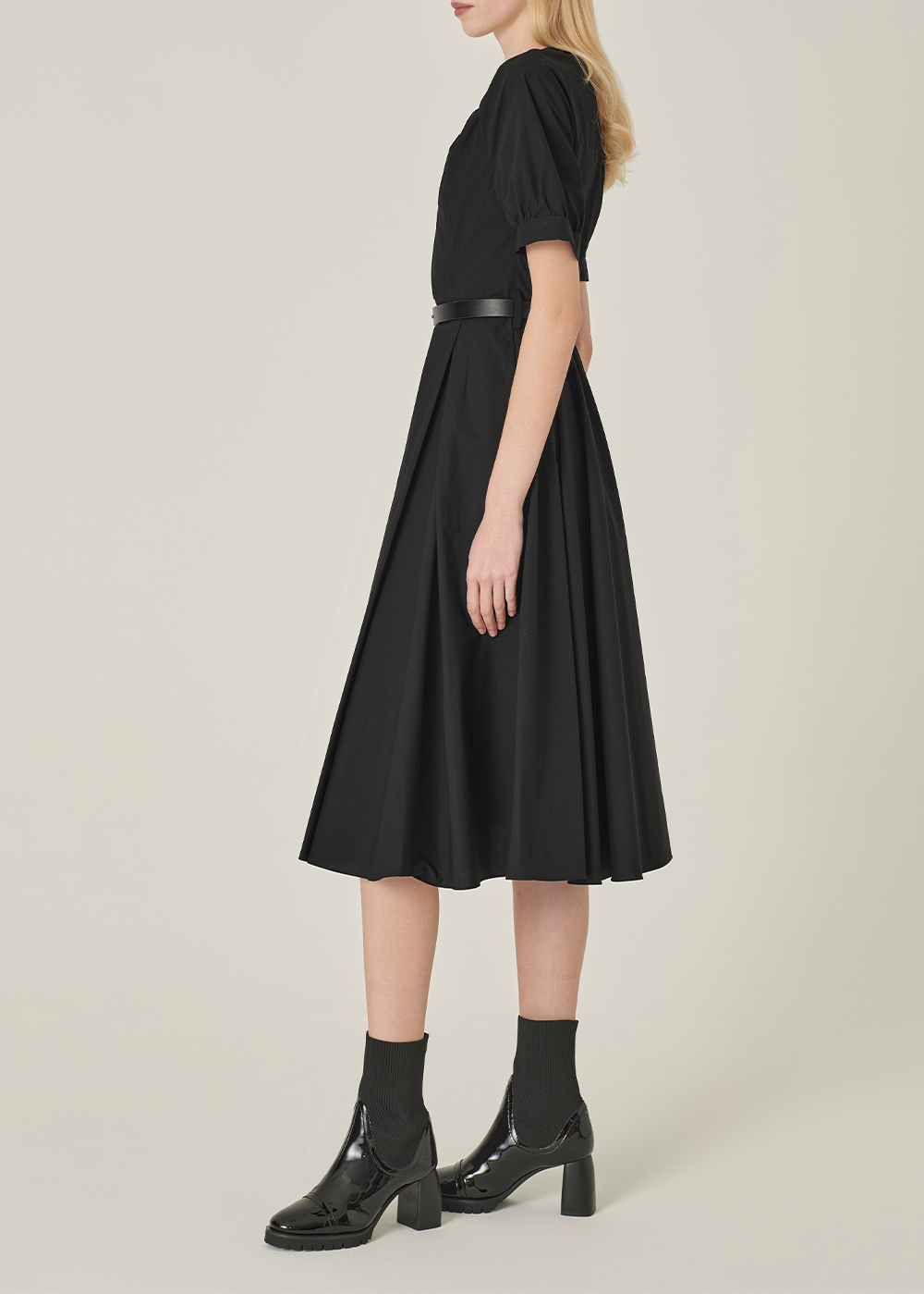 SALAZIA Black Cotton Long-Sleeve Dresses