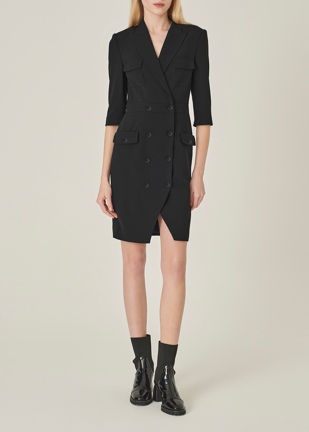 SALAZIA Black Triacetate Blend Short-Sleeve Dresses