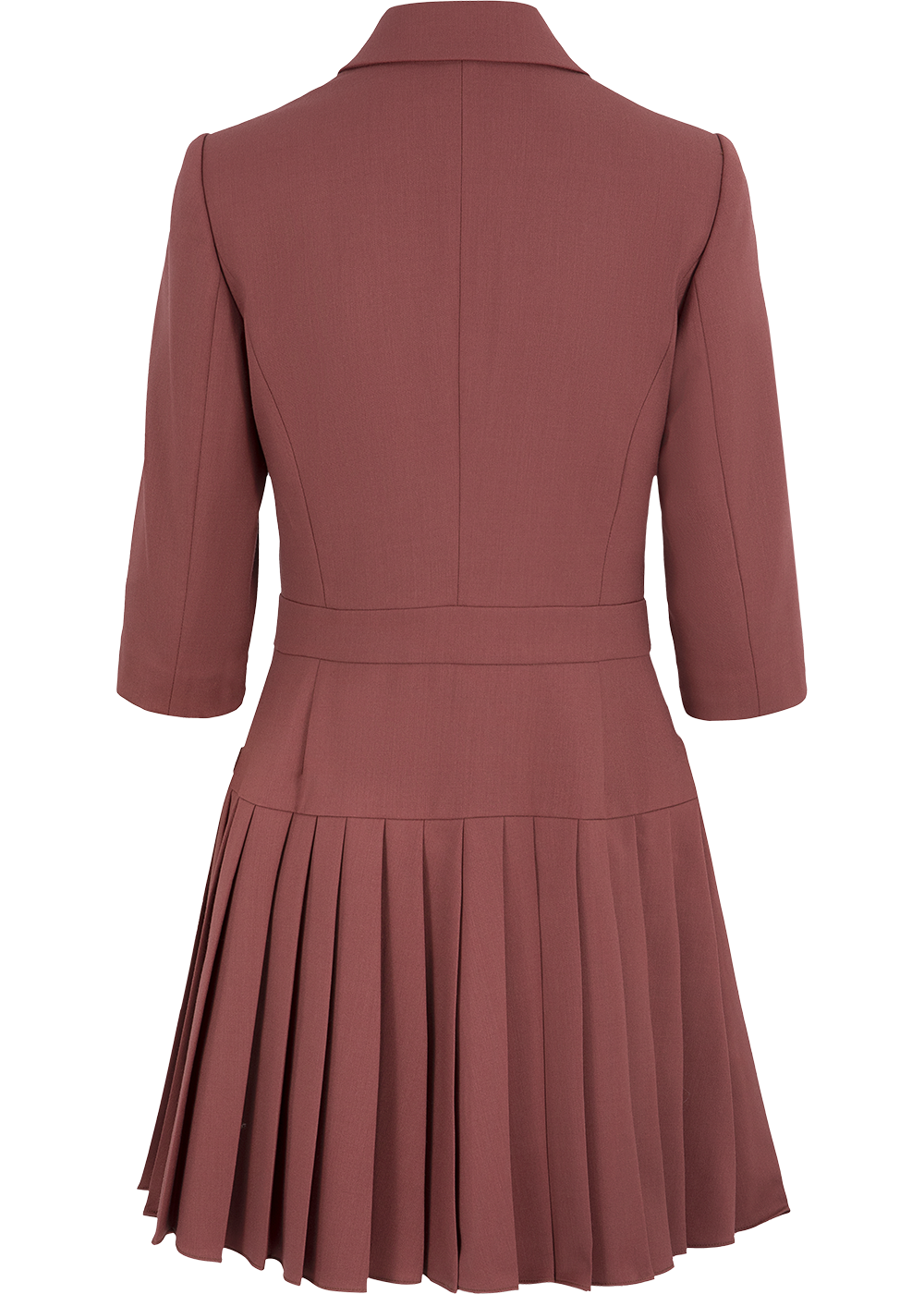 SALAZIA Brick Red Wool Blend Short-Sleeve Dresses