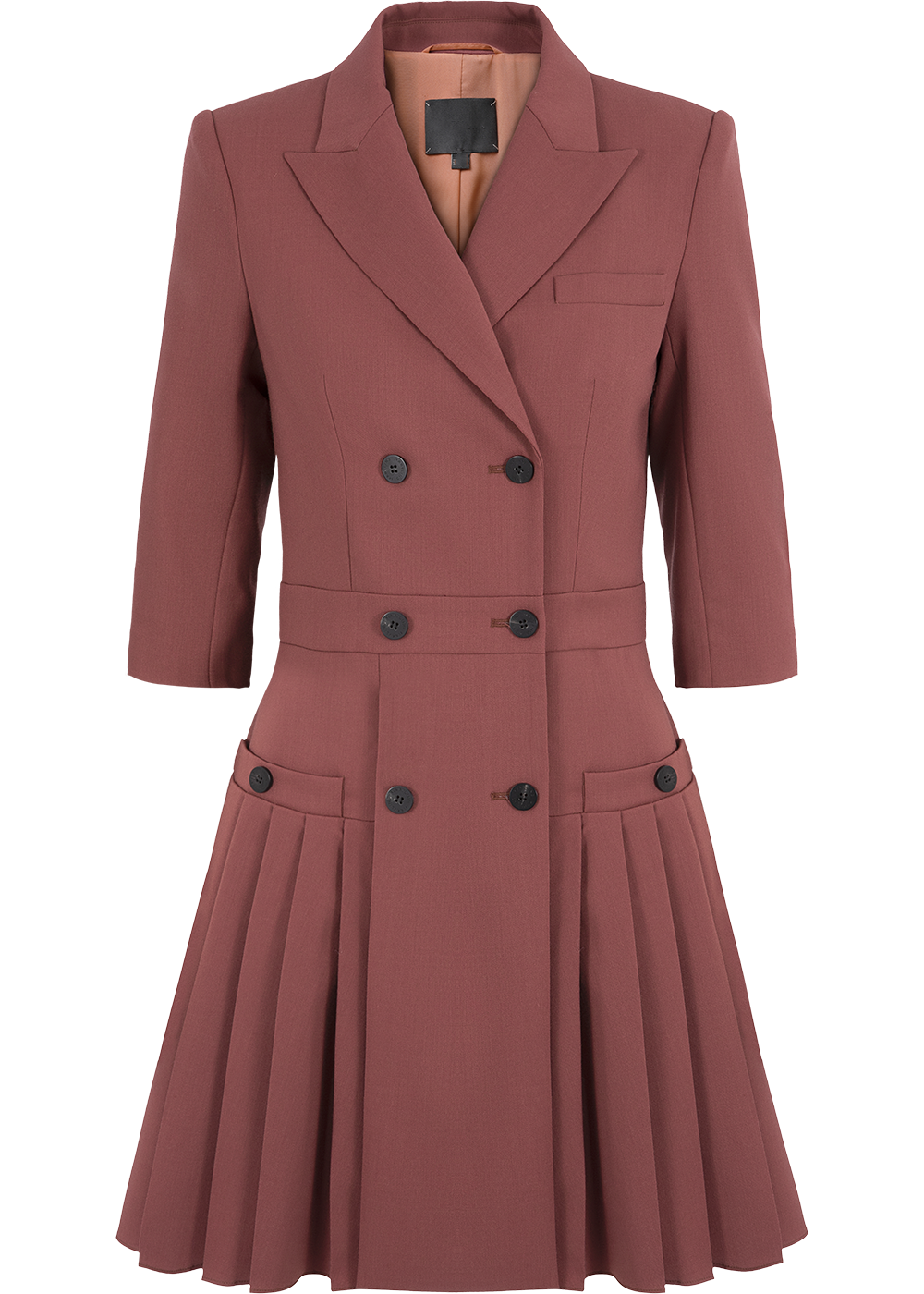 SALAZIA Brick Red Wool Blend Short-Sleeve Dresses