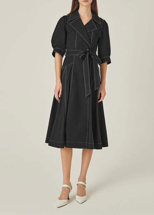 SALAZIA Black Cotton Long-Sleeve Dresses