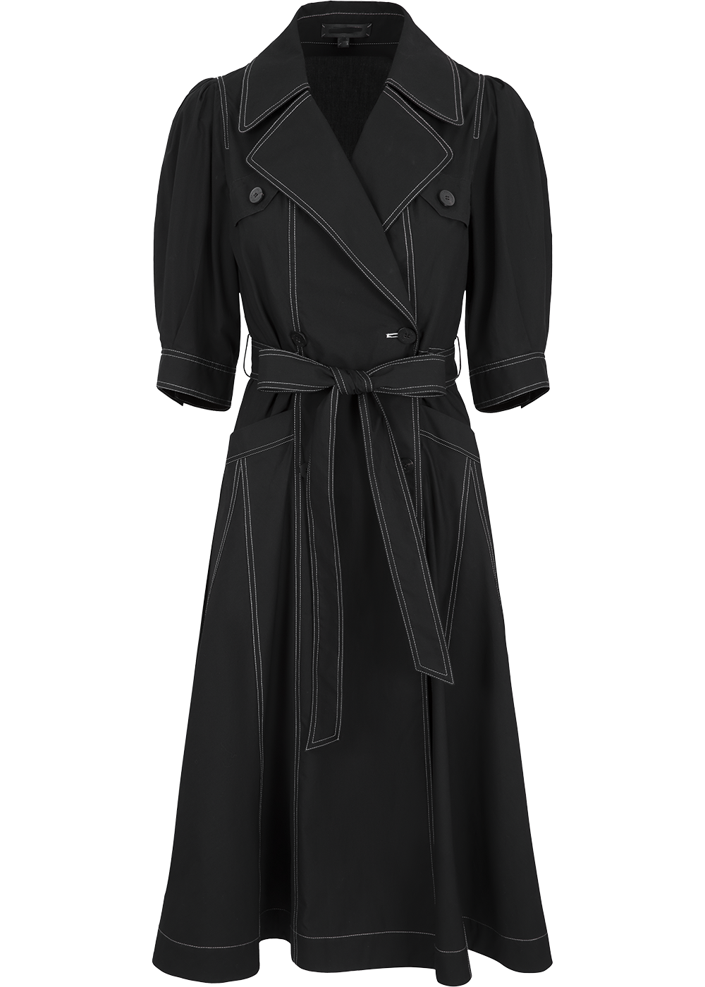 SALAZIA Black Cotton Long-Sleeve Dresses