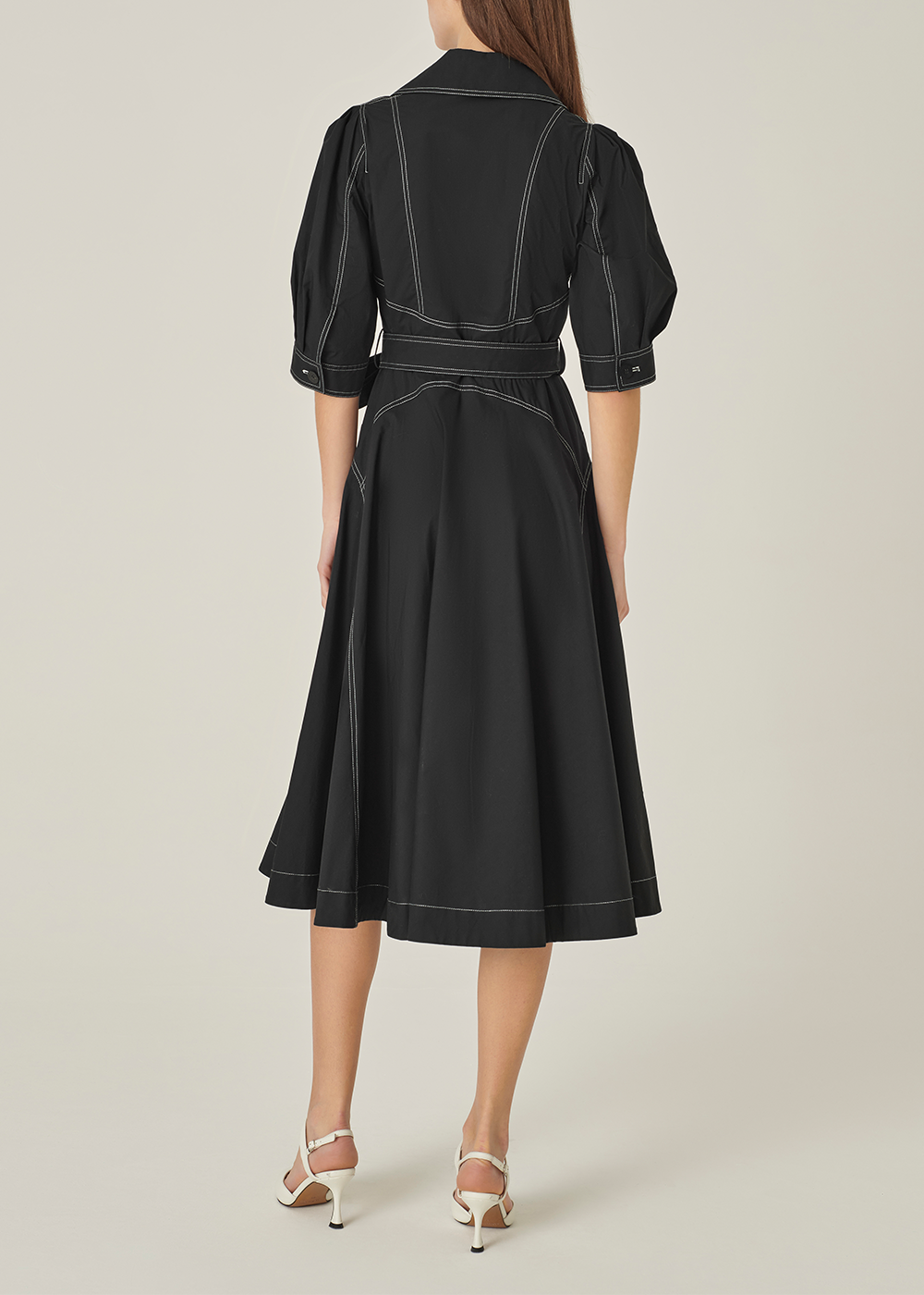 SALAZIA Black Cotton Long-Sleeve Dresses