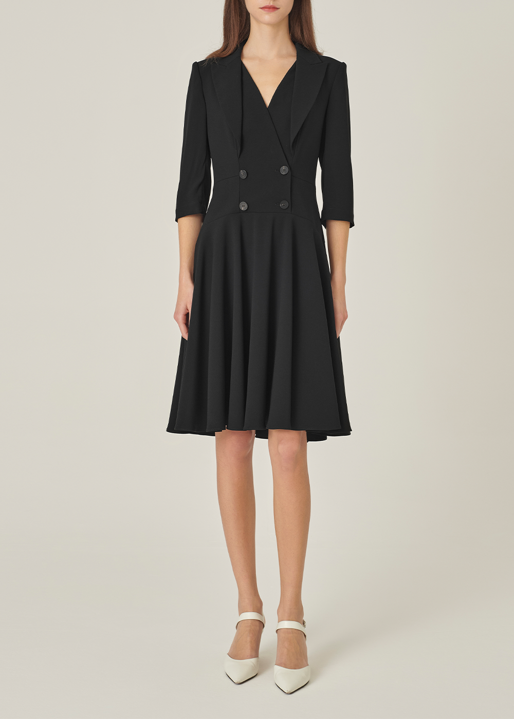 SALAZIA Black Triacetate Blend Long-Sleeve Dresses